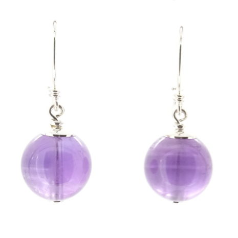 boucles-oreilles-boule-amethyste-cedric-grall-bijoux boucles d'oreilles boule argent 925/1000 améthyste cédric grall bijoux entièrement réalisé à la main fabrication artisanale