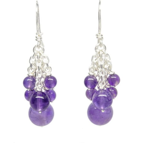 boucles-oreilles-grappe-amethyste-cedric-grall-bijoux boucles d'oreilles grappe améthyste argent 925/1000 cédric grall bijoux entièrement réalisé à la main fabrication artisanale