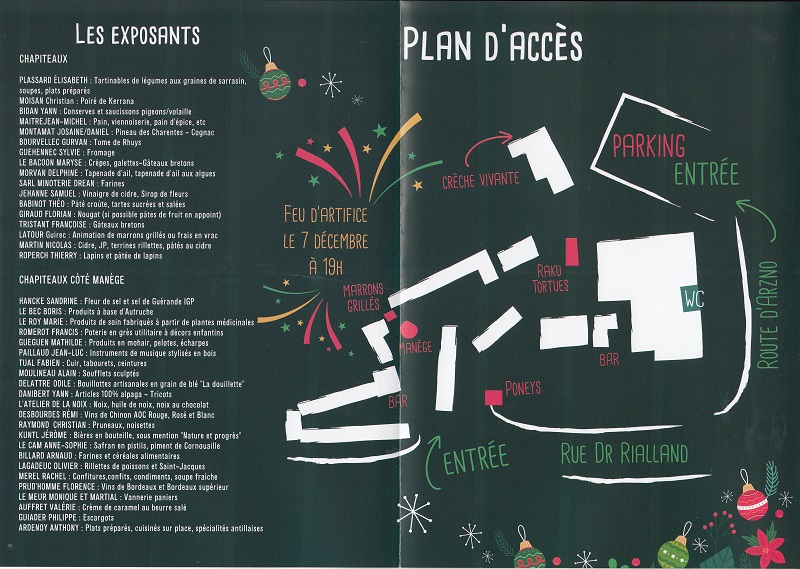 Marché de Noël de Pont-Scorff 2019, le plan et les exposants.