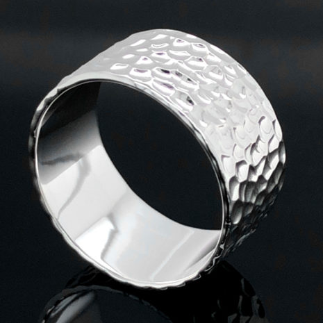 Bague Martelée Large Argent 3 Bague Martelée Large Argent 925 forgé