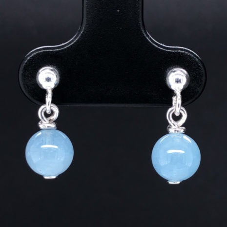 Boucles d’oreilles Clou Boule aigue-marine Boucles d'oreilles Clou Boule Argent 925 & pierres naturelles aigue-marine