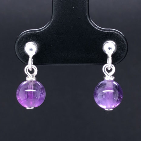 Boucles d’oreilles Clou Boule améthyste Boucles d'oreilles Clou Boule Argent 925 & pierres naturelles améthyste