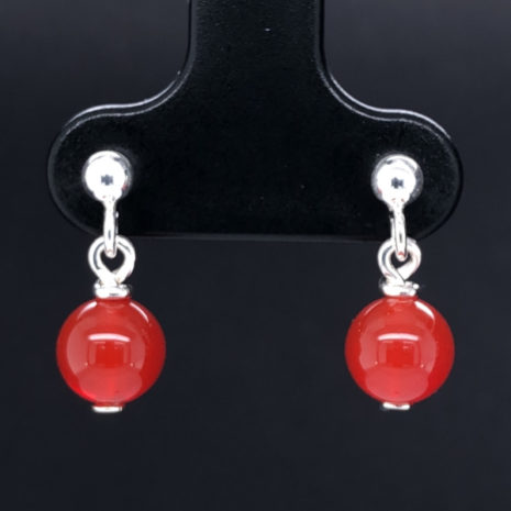 Boucles d’oreilles Clou Boule cornaline Boucles d'oreilles Clou Boule Argent 925 & pierres naturelles cornaline