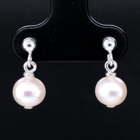 Boucles d'oreilles Clou Boule Argent 925 & pierres naturelles perle d'eau douce