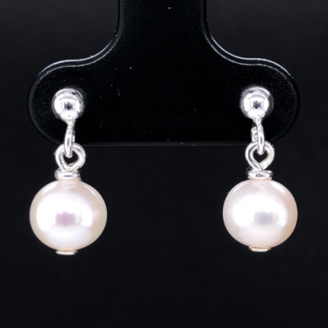 Boucles d’oreilles Clou Boule perle eau douce Boucles d'oreilles Clou Boule Argent 925 & pierres naturelles perle d'eau douce
