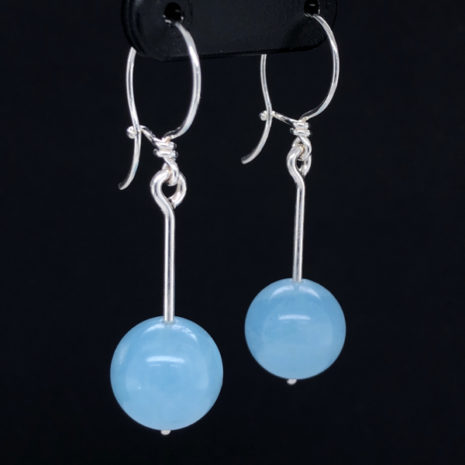 Boucles d’oreilles Tige aigue-marine profil Boucles d'oreilles Tige aigue-marine