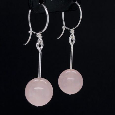 Boucles d’oreilles Tige quartz rose profil Boucles d'oreilles Tige quartz rose