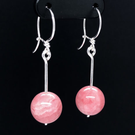 oucles d’oreilles Tige rhodochrosite profil Boucles d'oreilles Tige rhodochrosite